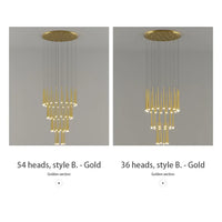 Stylish & Long Chandelier for Staircase with Compound Ring Design