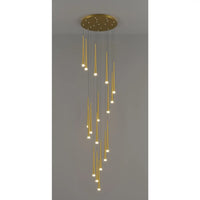 Stylish & Long Chandelier for Staircase with Compound Ring Design