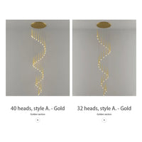 Stylish & Long Chandelier for Staircase with Compound Ring Design