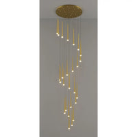 Stylish & Long Chandelier for Staircase with Compound Ring Design