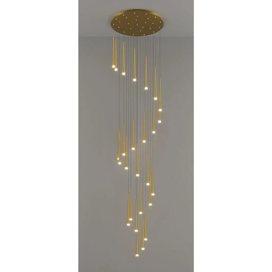 Stylish & Long Chandelier for Staircase with Compound Ring Design