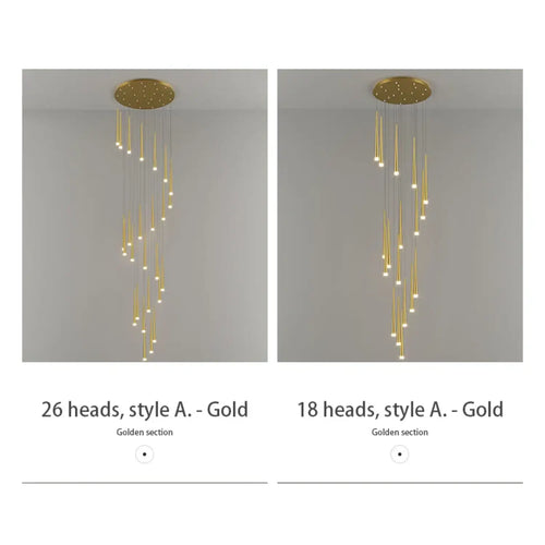 Stylish & Long Chandelier for Staircase with Compound Ring Design