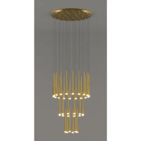 Stylish & Long Chandelier for Staircase with Compound Ring Design