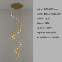 Stylish & Long Chandelier for Staircase with Compound Ring Design