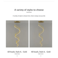 Stylish & Long Chandelier for Staircase with Compound Ring Design