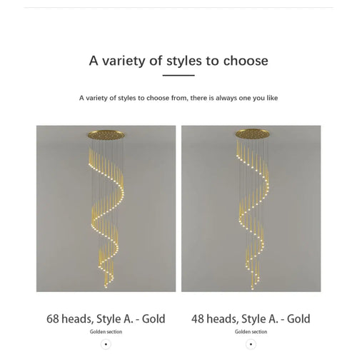 Stylish & Long Chandelier for Staircase with Compound Ring Design