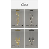 Stylish & Long Chandelier for Staircase with Compound Ring Design
