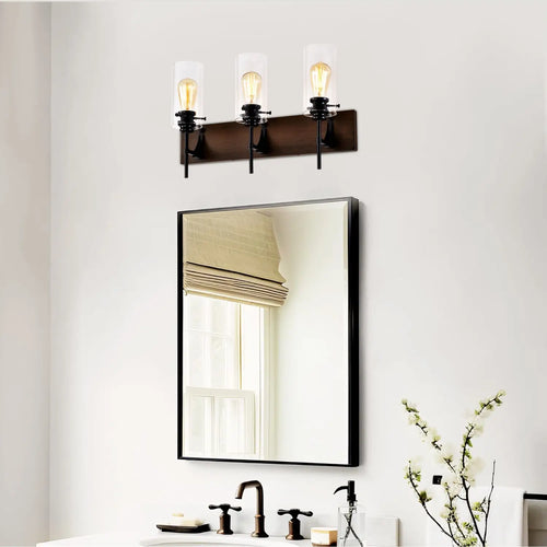 Stylish Wall Light Living Room with Elegant Black and Wood Finish