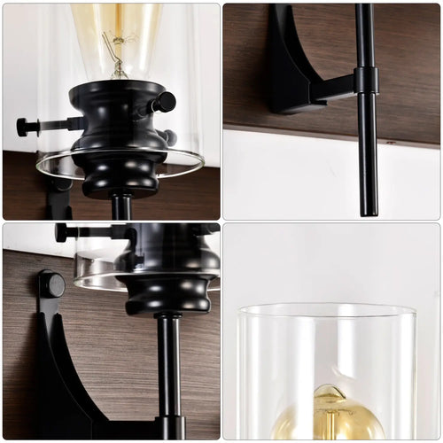 Stylish Wall Light Living Room with Elegant Black and Wood Finish