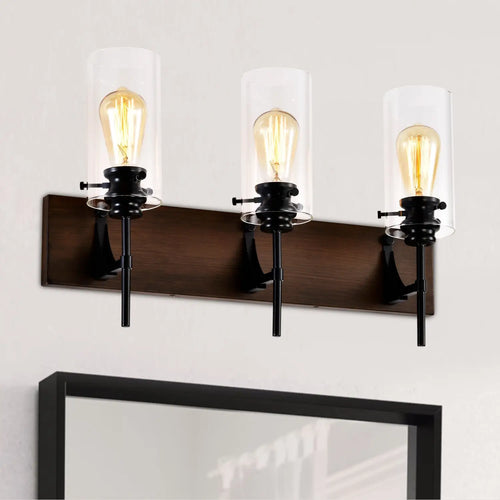 Stylish Wall Light Living Room with Elegant Black and Wood Finish