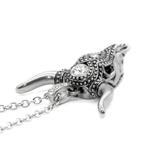 Taurus Bull Skull Necklace Sterling Silver Pendant Chain