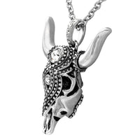 Taurus Bull Skull Necklace Sterling Silver Pendant Chain