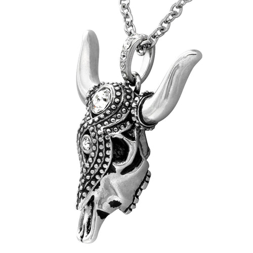 Taurus Bull Skull Necklace Sterling Silver Pendant Chain