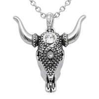 Taurus Bull Skull Necklace Sterling Silver Pendant Chain
