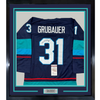 Framed Autographed/Signed Philipp Grubauer 35x39 Seattle Blue Hockey Jersey JSA COA