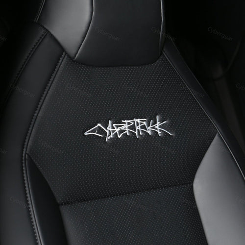 Tesla Cybertruck Seat Covers Leather Seat Protector Full Coverage(Black/White)