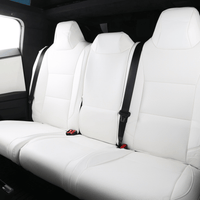 Tesla Cybertruck Seat Covers Leather Seat Protector Full Coverage(Black/White)