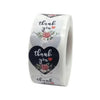 Thank You Stickers 1.5 inch 500 Count Per Roll Black Rose Flowers Heart Shaped Shipping Supplies
