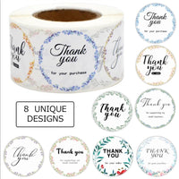 Thank You Stickers 1.5 inch 500 Count Per Roll Colorful Round Shipping Supplies