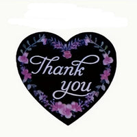 Thank You Stickers 1.5 inch 500 Count Per Roll Pink Flowers Heart Shaped Shipping Supplies