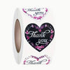 Thank You Stickers 1.5 inch 500 Count Per Roll Pink Flowers Heart Shaped Shipping Supplies