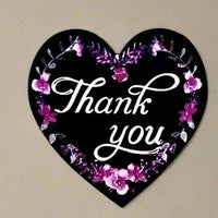 Thank You Stickers 1.5 inch 500 Count Per Roll Pink Flowers Heart Shaped Shipping Supplies