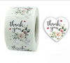 Thank You Stickers 1.5 inch 500 Count Per Roll White Rose Flowers Heart Shaped Shipping Supplies