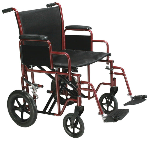 Bariatric Heavy Duty Transport Wheelchair with Swing Away Footrest, 22" Seat, Red RIO Medical Supplies