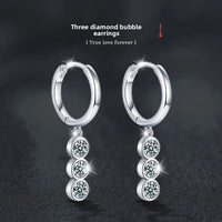 S925 Sterling Silver Moissanite Dangle Earrings Fringe Drop Studs for Women