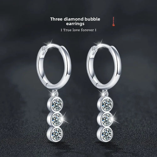 S925 Sterling Silver Moissanite Dangle Earrings Fringe Drop Studs for Women