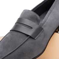 16-672-GRY Tippa Suede & Calfskin Penny Loafers Grey