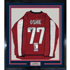 Framed Autographed/Signed TJ T.J. Oshie 35x39 Washington Red Hockey Jersey JSA COA