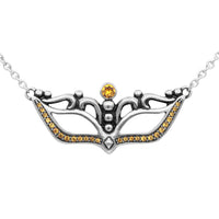 Topaz Mask Necklace Silver Pendant Yellow Topaz Accents