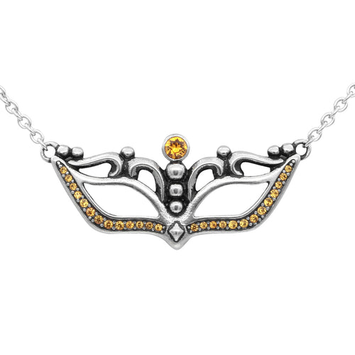 Topaz Mask Necklace Silver Pendant Yellow Topaz Accents