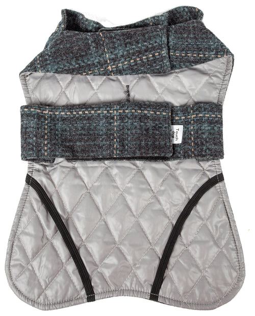 Touchdog ® 2-In-1 Windowpane Plaid Matching Dog Jacket and Reversible Dog Mat