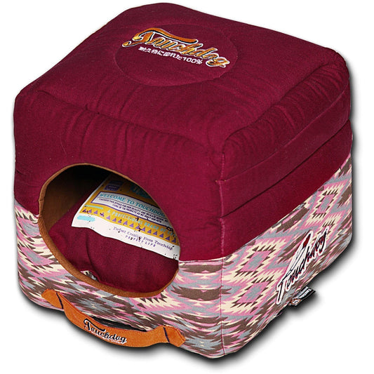 Touchdog ® '70's Vintage-Tribal' 2-in-1 Collapsible Squared Dog and Cat Bed