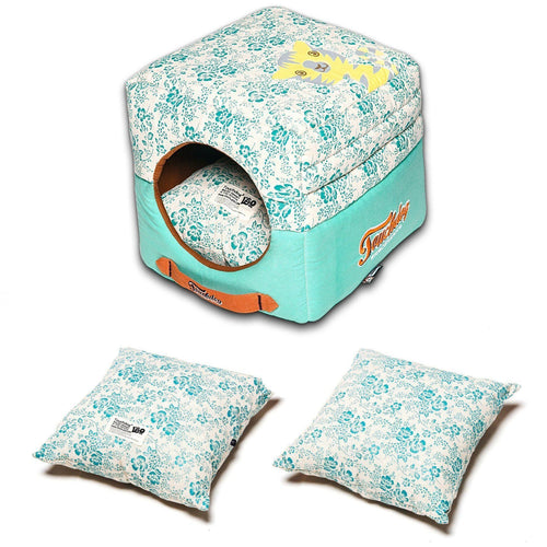 Touchdog ® 'Floral-Galoral' 2-in-1 Collapsible Squared Dog and Cat Bed