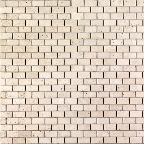 Light Beige Travertine Tumbled Mosaic Floor and Wall Tile - Livfloors Collection