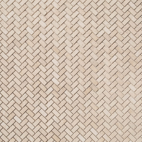 Light Beige Travertine Tumbled Mosaic Floor and Wall Tile - Livfloors Collection