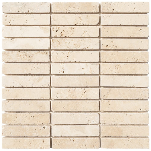 Light Beige Travertine Tumbled Mosaic Floor and Wall Tile - Livfloors Collection