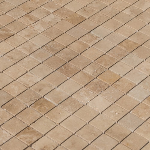 Riverbed Walnut Travertine Tumbled Mosaic Floor and Wall Tile - Livfloors Collection