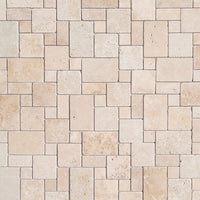 Classic Beige Travertine Versailles Pattern Tumbled Mosaic Floor and Wall Tile - Livfloors Collection