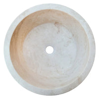 Troia Light Travertine Natural Stone Above Vanity Tapered Bathroom Sink (D)16" (H)6"