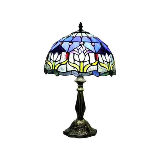 Mini Tiffany-Inspired Lamp with Tulip Glass Design