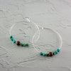 Turquoise Hematite Sterling Silver Boho Hoop Earrings