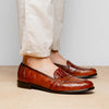 11-119-CGN TUSCANY Crocodile Penny Loafer, Cognac