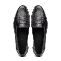 11-119-BKM (BLK) TUSCANY Crocodile Penny Loafer, Black