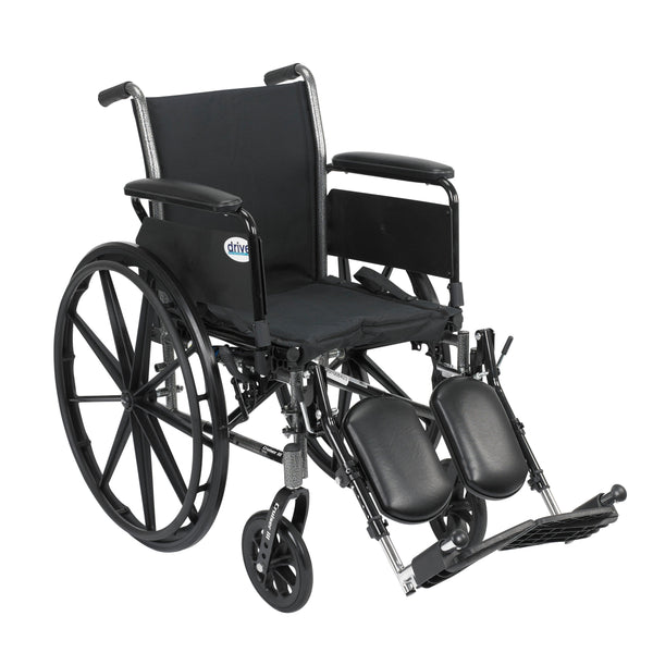 Cruiser III Light Weight Wheelchair with Flip Back Removable Arms, Full Arms, Elevating Leg Rests, 18" Seat RIO Medical Supplies