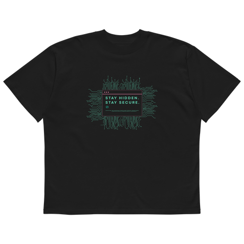 STS “Stay Hidden Stay Secure” Cybersecurity Oversized Organic High-Neck T-Shirt