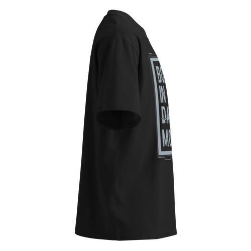Born in Dark Mode – Oversized Organic High-Neck T-Shirt